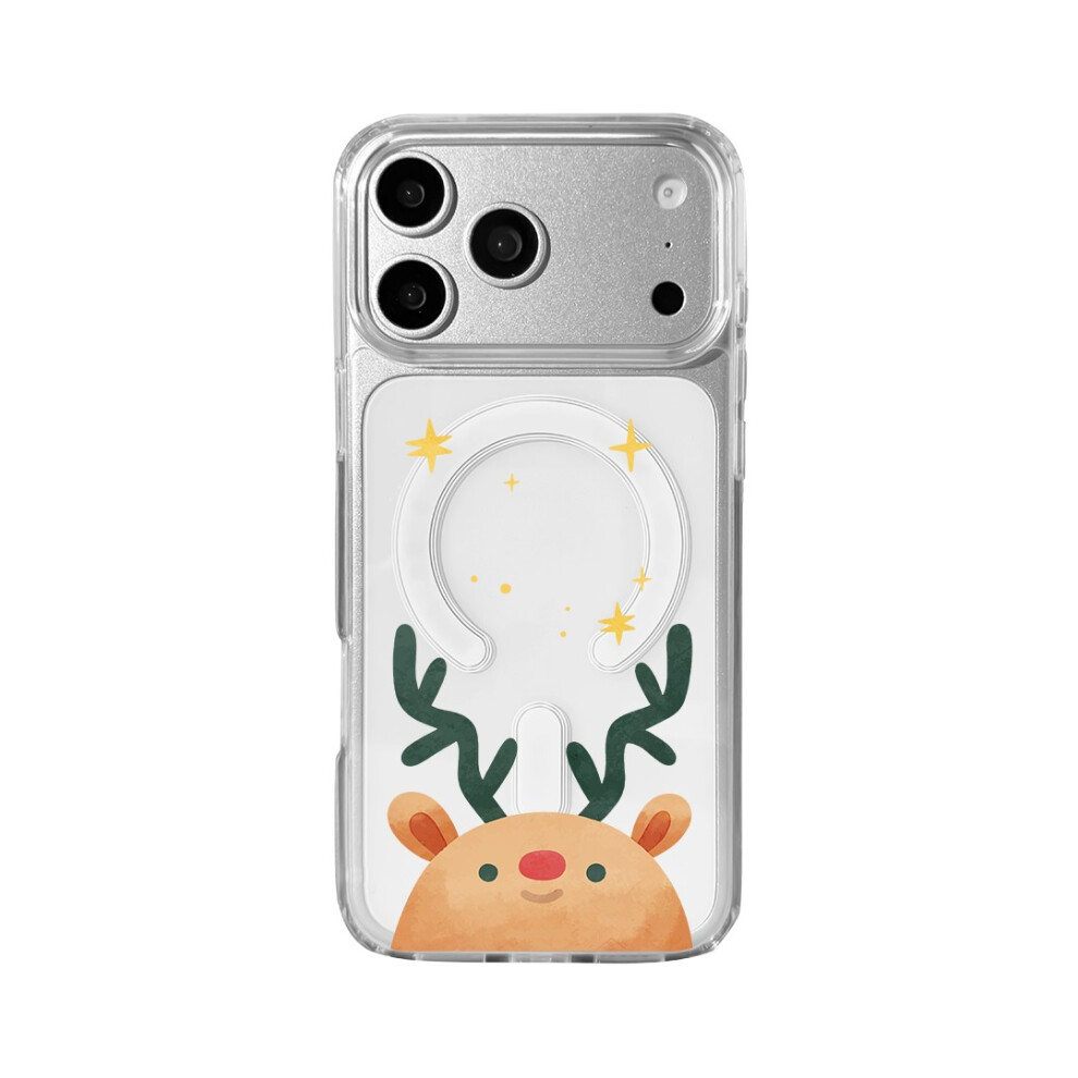 (Deer Head) Eycase For Iphone 17 Pro Christmas Series Case Gift Clear Edge Pattern Print Tpu + Acrylic Cover Compatible With Magsaf 6914294492806