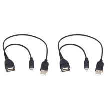 2 Micro-USB to USB Female OTG Adapter Cable with USB Power Interface Suitable for Electronic Devices with OTG