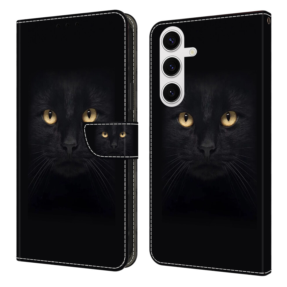 ( Cat) For Samsung Galaxy S26+ Case Magnetic Clasp 3D Pattern Leather Wallet Phone Cover Black 6914298849170