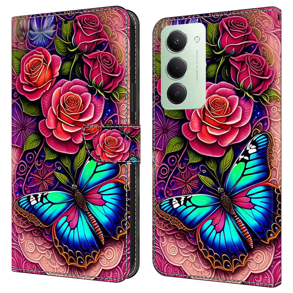 (Colorful Butterfly) For Xiaomi Redmi 15 5G (Global) (169Mm) Case Pu Leather Wallet Phone Cover With Stand 6914294621374