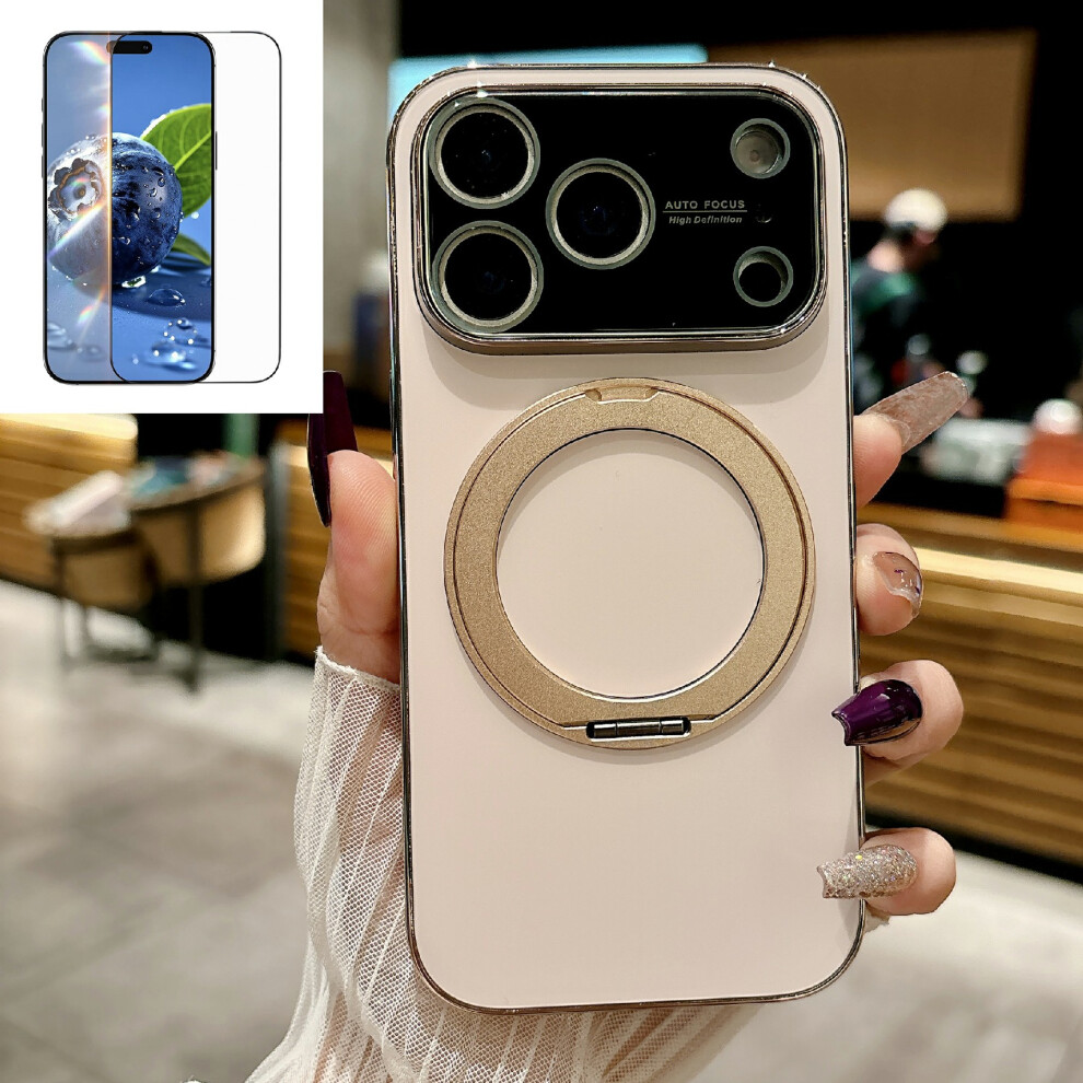 (Desert ) For Iphone 17 Pro Max Rotating Kickstand Case Compatible With Magsafe Tpu Phone Cover With Screen Protector Gold 6914290427147
