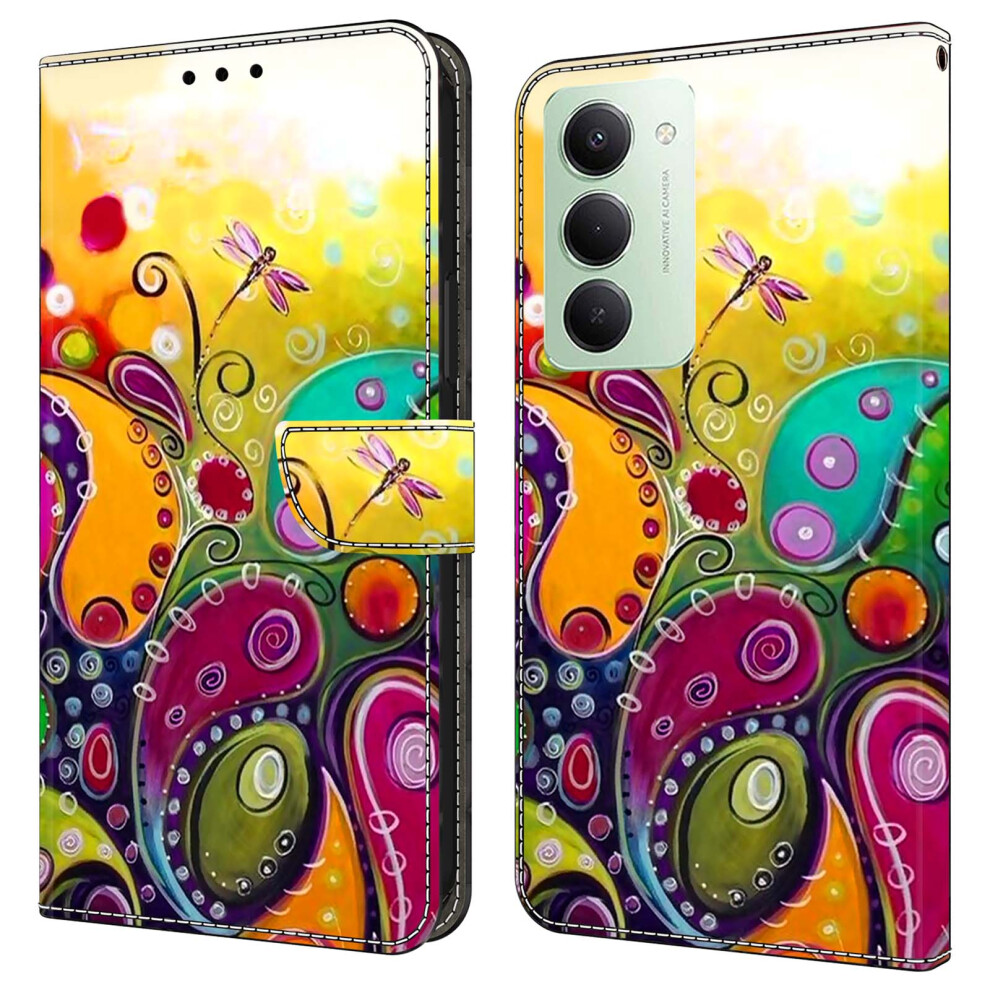 (Colorful Flower) For Xiaomi Redmi 15 5G (Global) (169Mm) Case Pu Leather Wallet Phone Cover With Stand 6914292921797