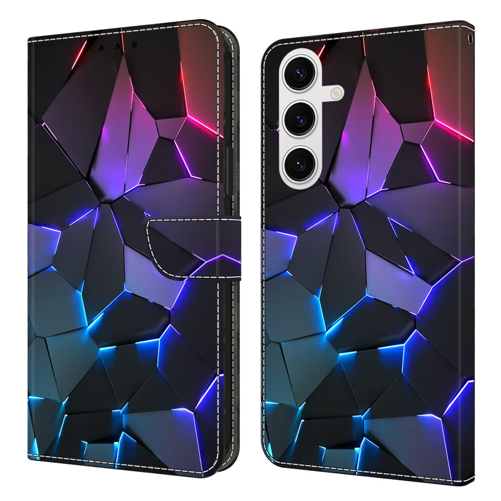 ( Cracks) For Samsung Galaxy S26+ Case With Card Slot Pattern Printed Tpu + Pu Leather Flip Phone Cover Blue 6914298810668