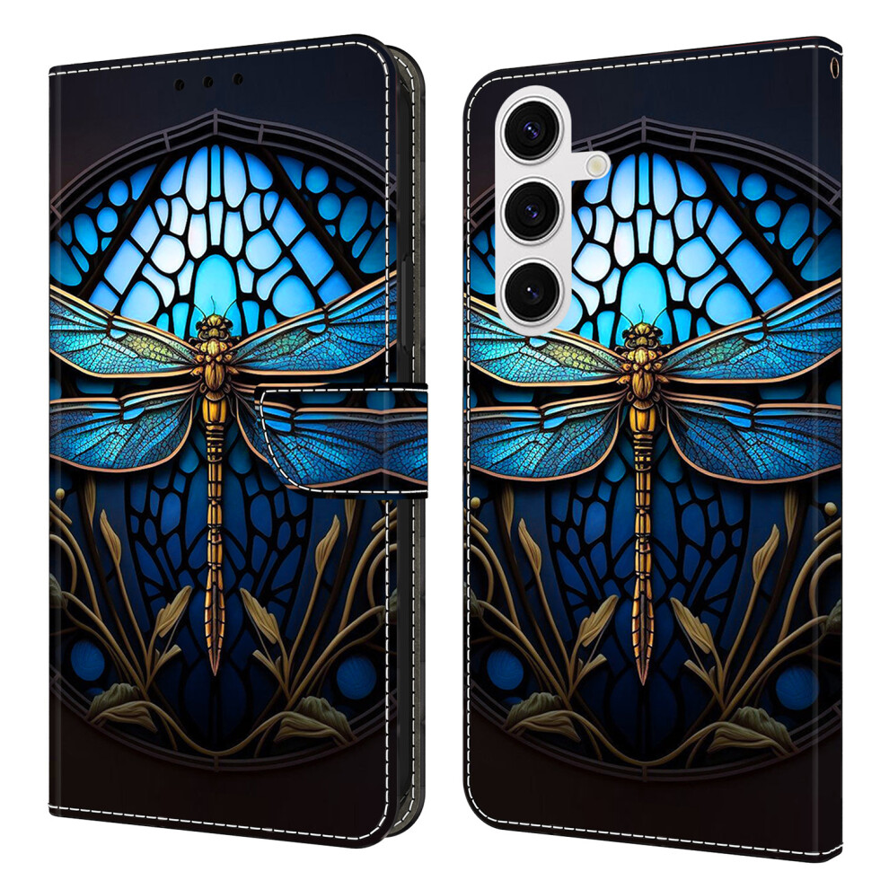 ( Dragonfly) For Samsung Galaxy S26+ Case With Card Slot Pattern Printed Tpu + Pu Leather Flip Phone Cover Blue 6914299579366
