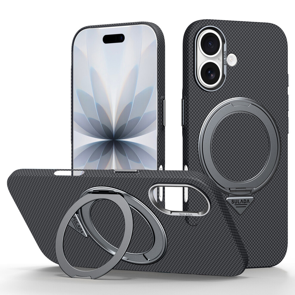 (Titanium ) Sulada For Iphone 17 Kickstand Magnetic Case Grid Textured Anti Fingerprint Phone Cover Black 6914292199257