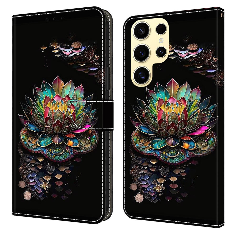(Lotus) For Samsung Galaxy S26 Ultra Case With Card Slot Pattern Printed Tpu + Pu Leather Flip Phone Cover 6914295125901