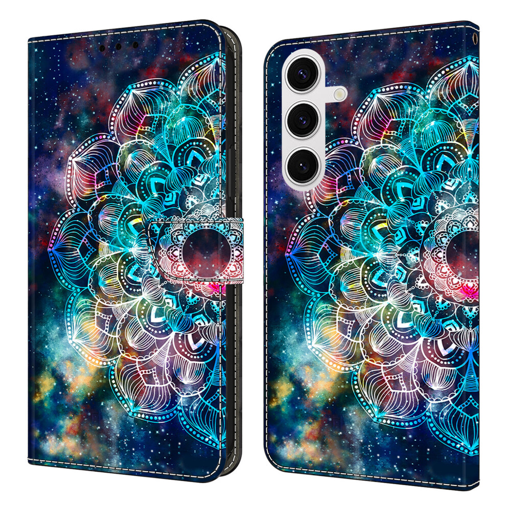 (Gyro Flower) For Samsung Galaxy S26 Case With Card Slot Pattern Printed Tpu + Pu Leather Flip Phone Cover 6914299765196