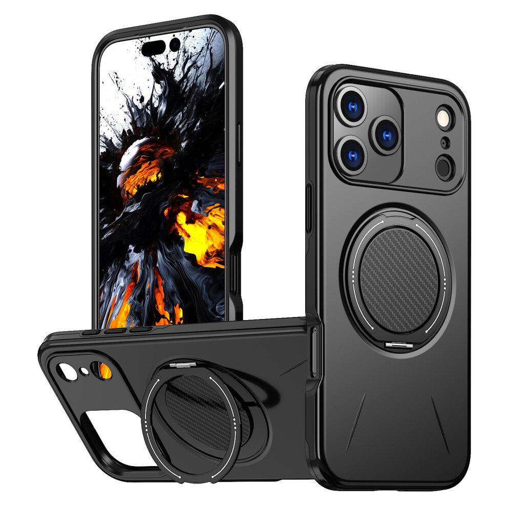 (Black) For Iphone 17 Pro Max Case Compatible With Magsafe Tpu + Pc Back Cover With Rotating Kickstand Black 6914291776718