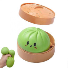 (Pink) (Green) 10cm Realistic Steamed Bun Stress Relief Sensory Squeeze Toy