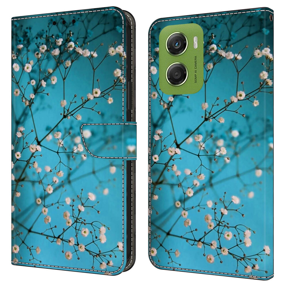 (Flower Branch) For Motorola Moto G06 Power 4G / G06 4G Case With Card Slot Pattern Printed Tpu + Pu Leather Flip Phone Cover 6914294320987