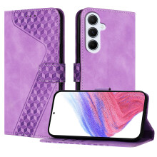 (Purple) For Samsung Galaxy A17 4G / Galaxy A17 5G Leather Case 7-Shaped Pattern Wallet Stand Shockproof Phone Cover