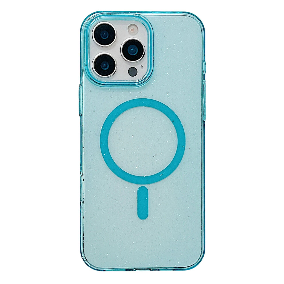 (Sky ) For Iphone 16 Pro Case Compatible With Magsafe Clear Glitter Shockproof Pc Phone Back Cover Blue 6914291124540