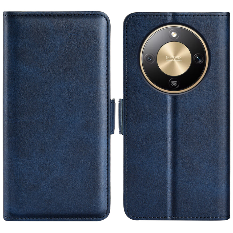 (Blue) For Honor Magic8 Lite 5G / X9d 5G / X70 5G Case Calf Texture Leather Wallet Phone Cover Blue 6914299946113