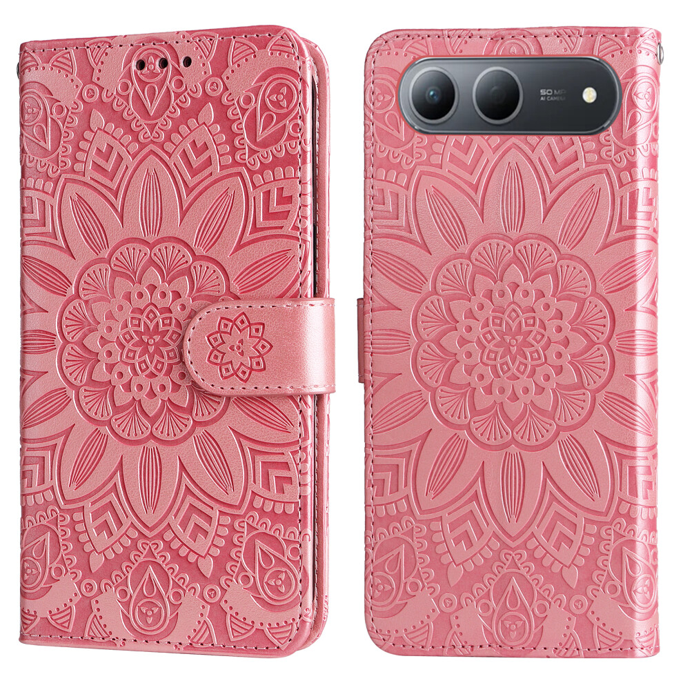 (Pink) For Infinix Hot 60I 5G Case Sunflower Imprint Leather Wallet Phone Cover Pink 6914290441723
