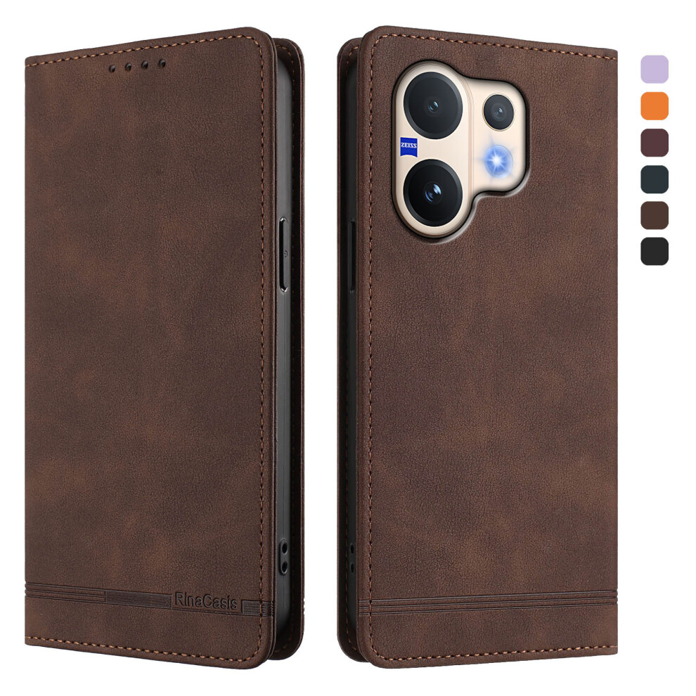 (Brown) For Vivo V60 5G Case Rinacasis Rc23 Rfid Blocking Wallet Stand Pu Leather Phone Cover Brown 6914299183655