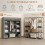 Homcom HOMCOM Fabric Wardrobe with 10 Shelves, Foldable Closet Dark Grey 3