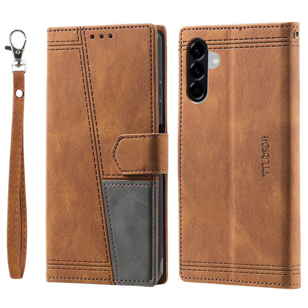 (Brown) Ttudrch Style 004 For Samsung Galaxy A37 5G Leather Case Rfid Blocking Wallet Stand Phone Cover With Strap Brown 6914291658205