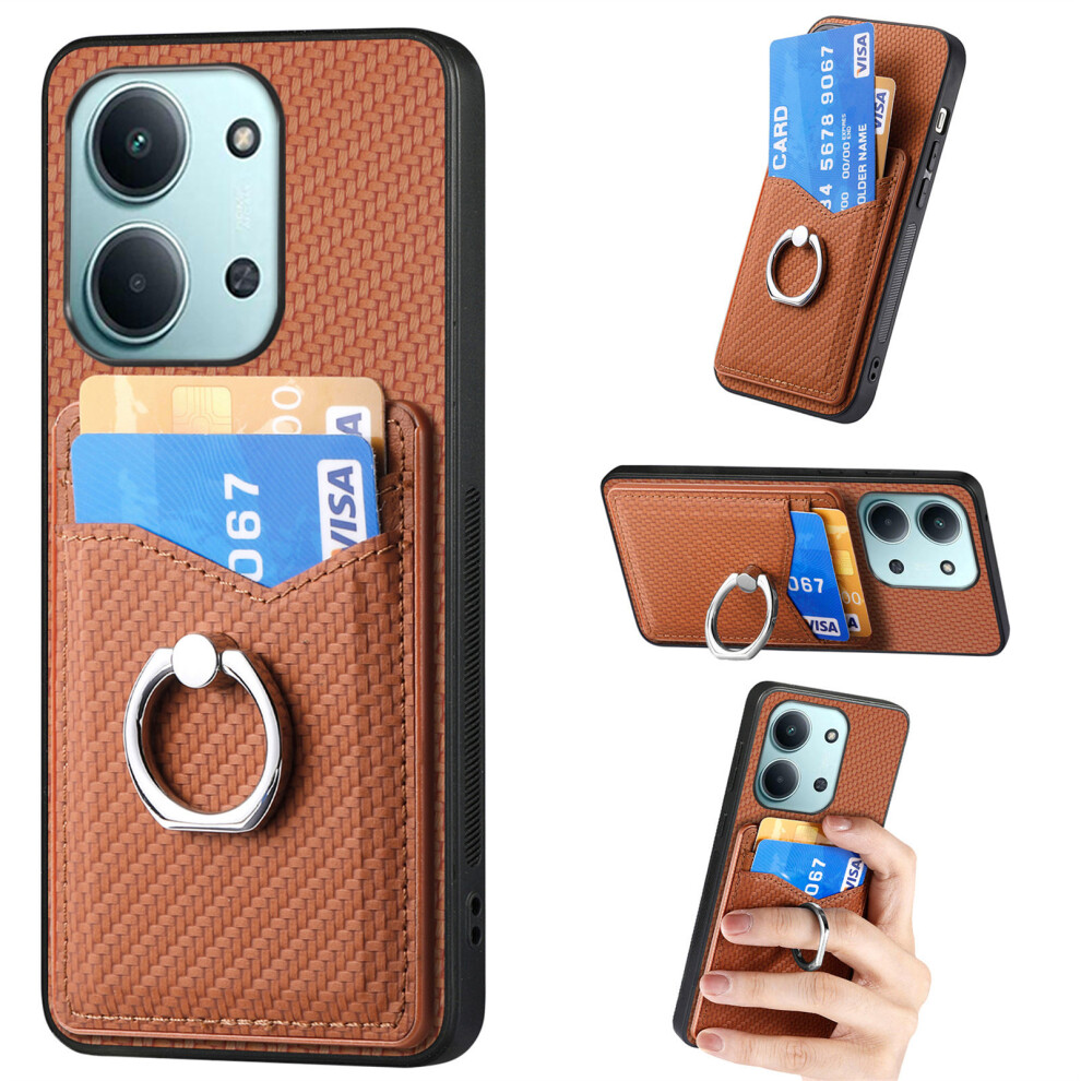 (Brown) For Xiaomi Redmi 15C 5G (Eu) (173Mm) / Xiaomi Redmi 15C 4G (Eu) (173Mm) Case Card Slots Ring Holder Kickstand Phone Cove Brown 6914298752234