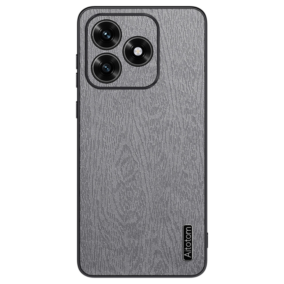 (Grey) For Honor X5c 4G Case Wood Texture Pu Leather Coated Pc Tpu Phone Cover Grey 6914293785626