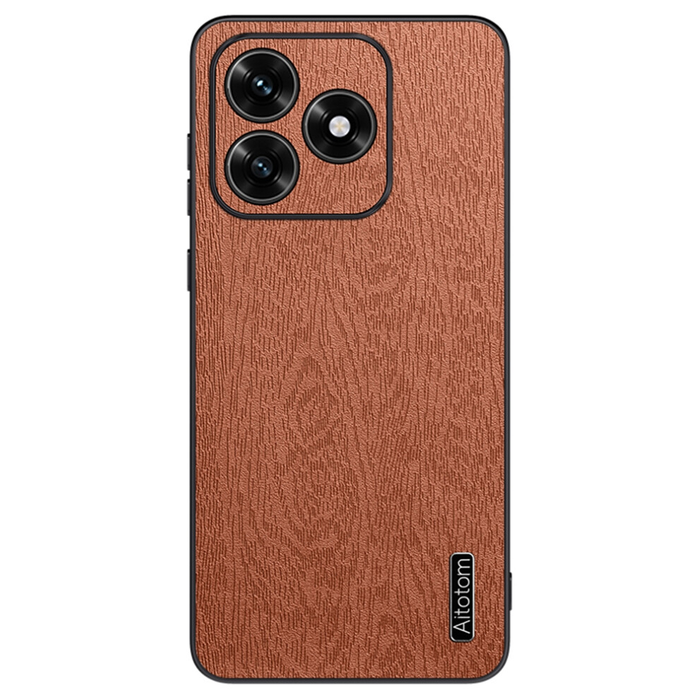 (Brown) For Honor X5c 4G Case Wood Texture Pu Leather Coated Pc Tpu Phone Cover Brown 6914292310690