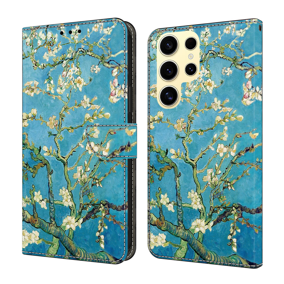 (Apricot Blossom) For Samsung Galaxy S26 Ultra Leather Case Pattern Printing Wallet Stand Flip Phone Cover 6914291593797
