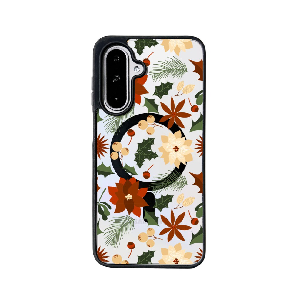 (Vintage Christmas Floral) Eycase For Samsung Galaxy A56 5G / Galaxy A36 5G Christmas Series Magnetic Case Pattern Print Tpu + Acrylic Cover Magne 6914295329361