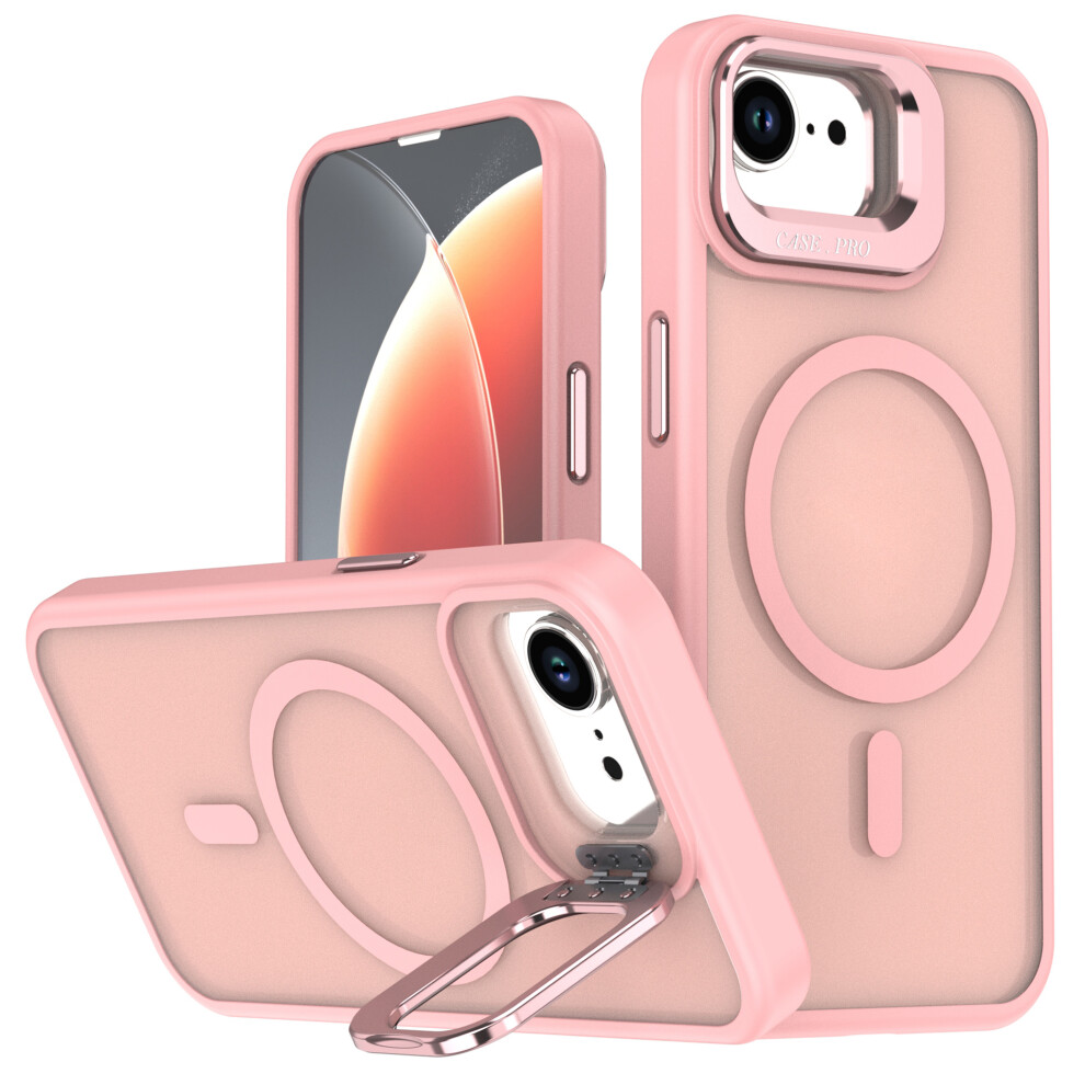 (Pink) For Iphone 17E / 16E Case Foldable Kickstand Matte Pc + Tpu Phone Cover Compatible With Magsafe Pink 6914290433131