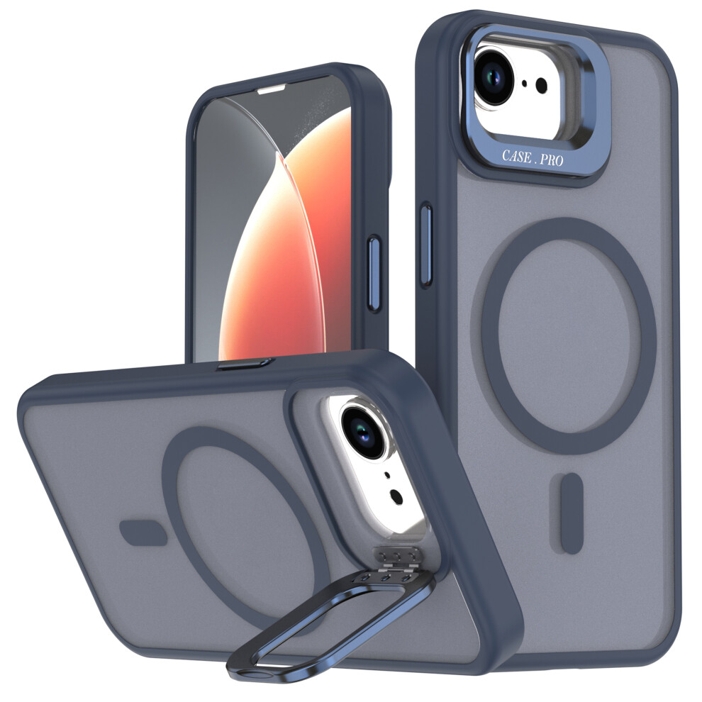 (Blue) For Iphone 17E / 16E Case Foldable Kickstand Matte Pc + Tpu Phone Cover Compatible With Magsafe Blue 6914298163405