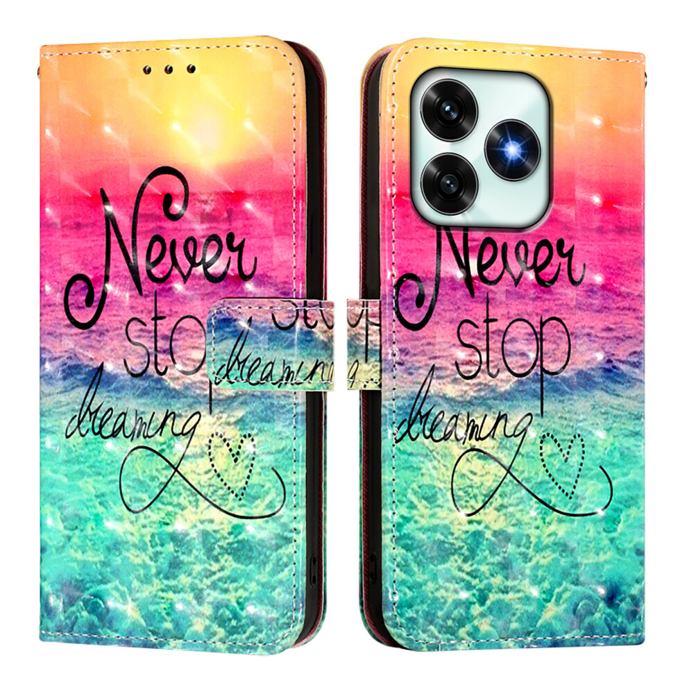 (Never Stop Dreaming) For Honor X5c Plus 4G Leather Case Pattern Printing Wallet Stand Mobile Cover With Strap 6914299016113