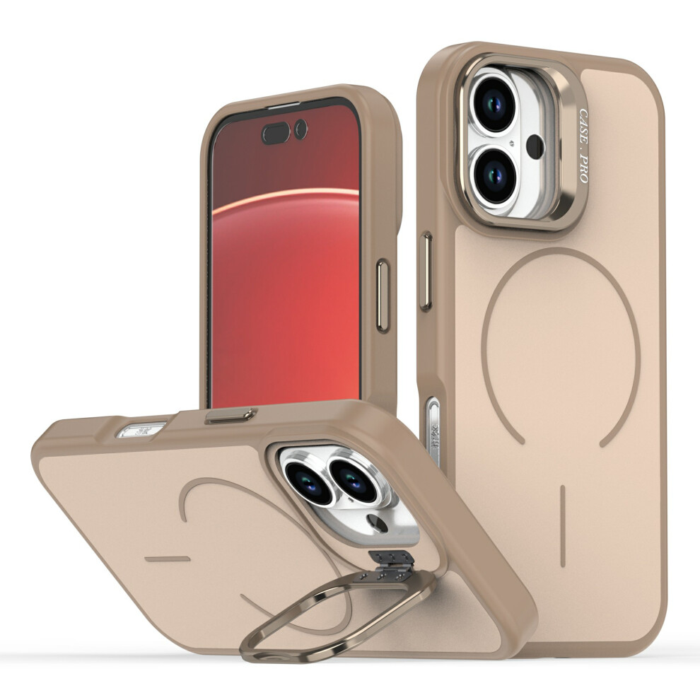 (Desert ) For Iphone 16 Plus Case Compatible With Magsafe Skin-Touch Pc + Tpu Phone Cover With Foldable Kickstand Gold 6914297226767