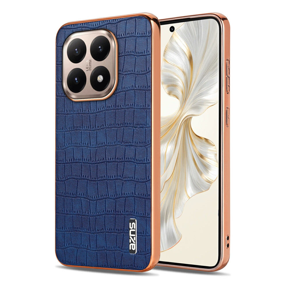 (Blue) Azns For Xiaomi 15T Case Electroplating Crocodile Texture Pu + Tpu Phone Cover Blue 6914298689769