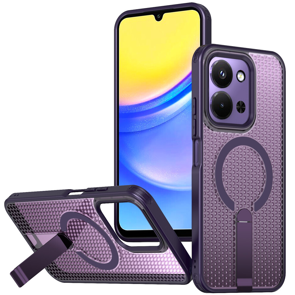 (Purple) Magnetic Case For Xiaomi Redmi 15C 5G (Eu) (173Mm) / 4G (Eu) (173Mm) / Poco C85 4G (173Mm) Kickstand Grid Texture Tp Purple 6914292687228