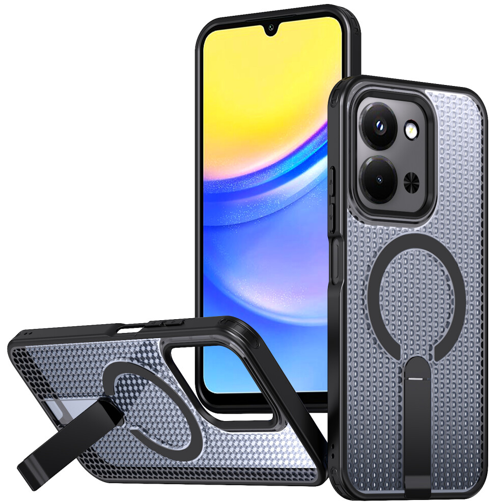 (Black) Magnetic Case For Xiaomi Redmi 15C 5G (Eu) (173Mm) / 4G (Eu) (173Mm) / Poco C85 4G (173Mm) Kickstand Grid Texture Tp Black 6914295424059