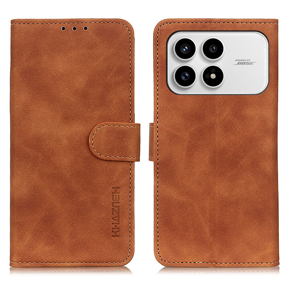 (Brown) Khazneh For Xiaomi Redmi K90 5G / Poco F8 Pro Case Pu Leather Retro Texture Phone Cover Brown 6914292594410