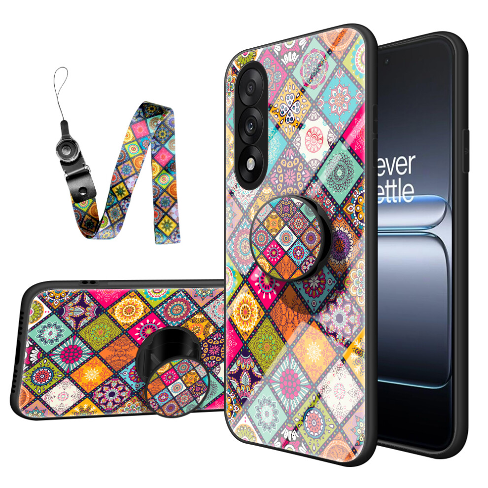 (Color Pattern) For Oneplus Nord 5 5G / Ace 5 Ultra 5G Case Kickstand Ethnic Pattern Tempered Glass Phone Cover With Strap 6914298822999