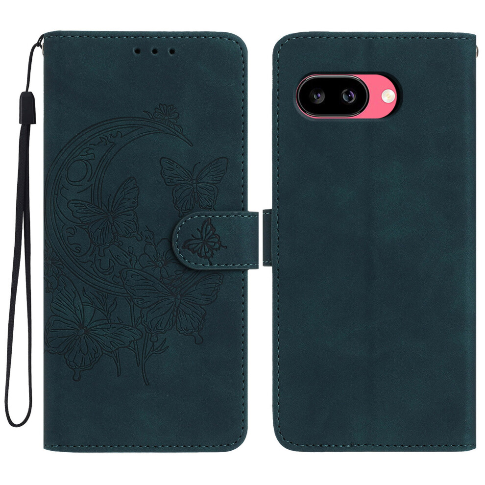 (Green) For Google Pixel 10A Case Butterfly Flower Imprinted Pu Leather Wallet Stand Phone Cover Green 6914293769152