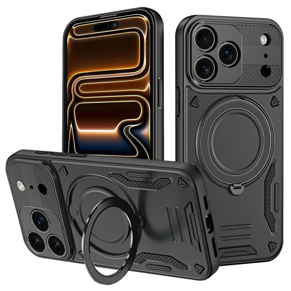 (Black) For Iphone 17 Pro Case Compatible With Magsafe Shockproof Tpu + Pc Phone Back Cover With Kickstand Black 6914290856626