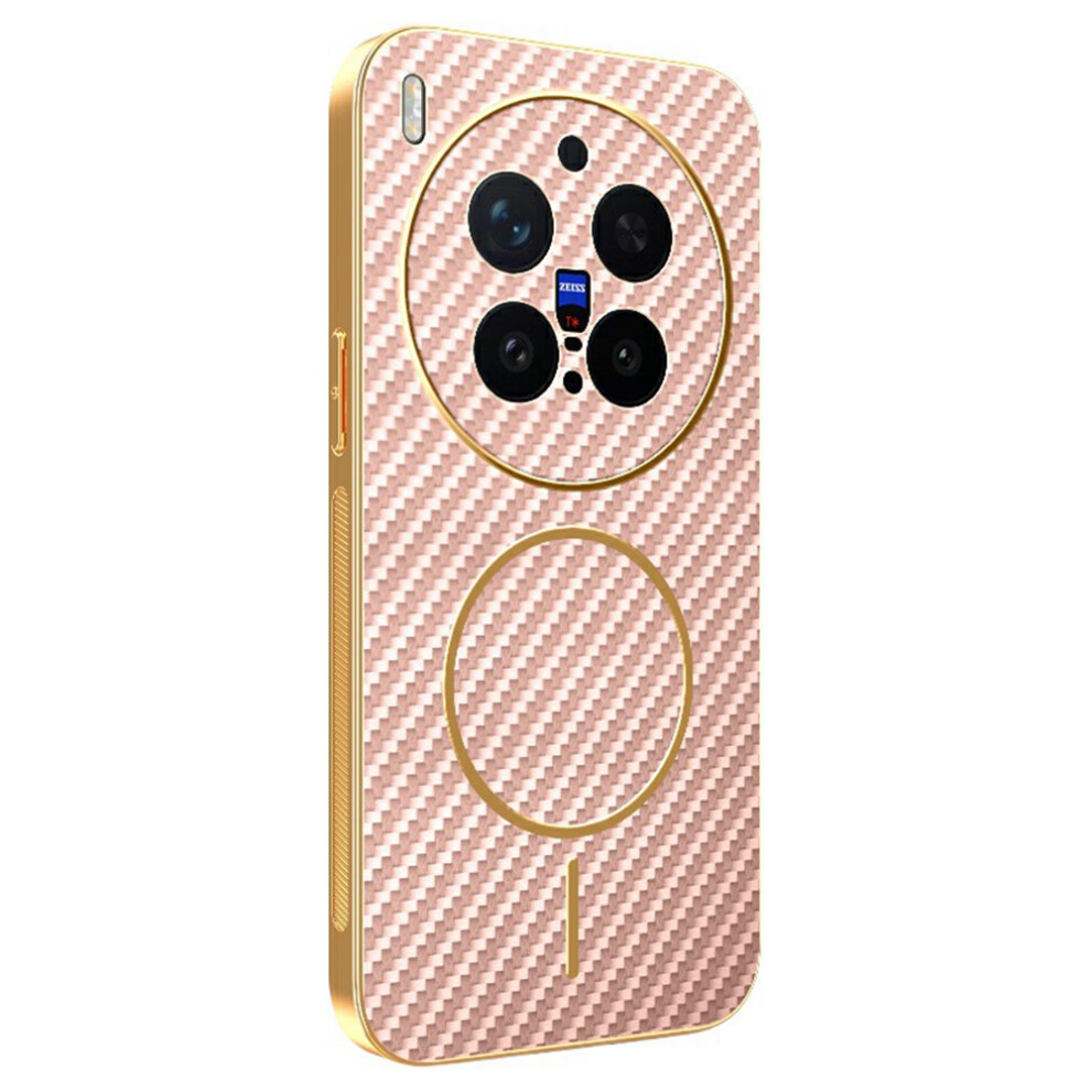 (Pink) For Vivo X300 Pro 5G Case Carbon Fiber Textured Electroplated Tpu Phone Back Cover Pink 6914296048155