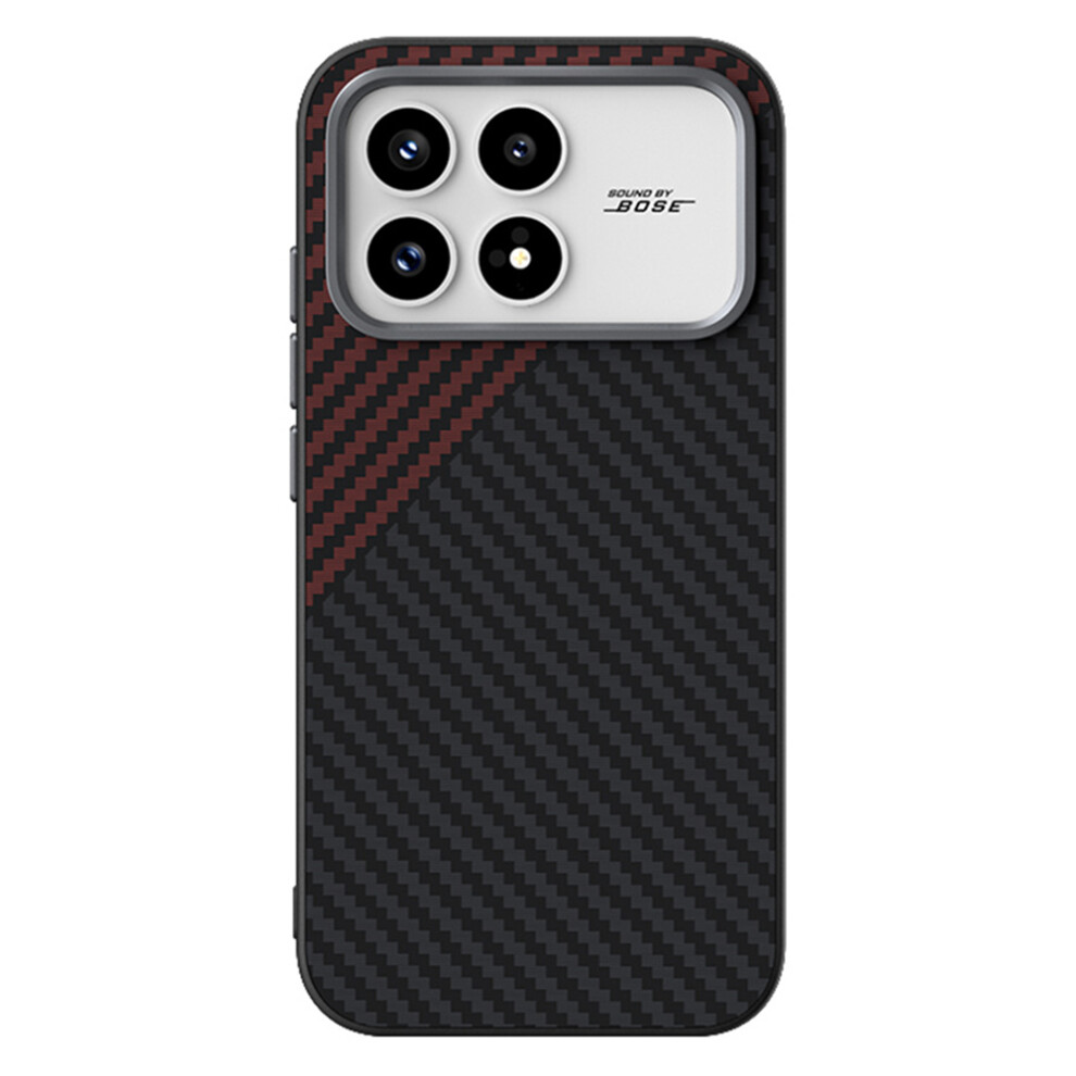 (Black / Red) Abeel For Xiaomi Redmi K90 5G / Poco F8 Pro Magnetic Case Carbon Fiber Texture Back Cover Black,Red 6914292517488