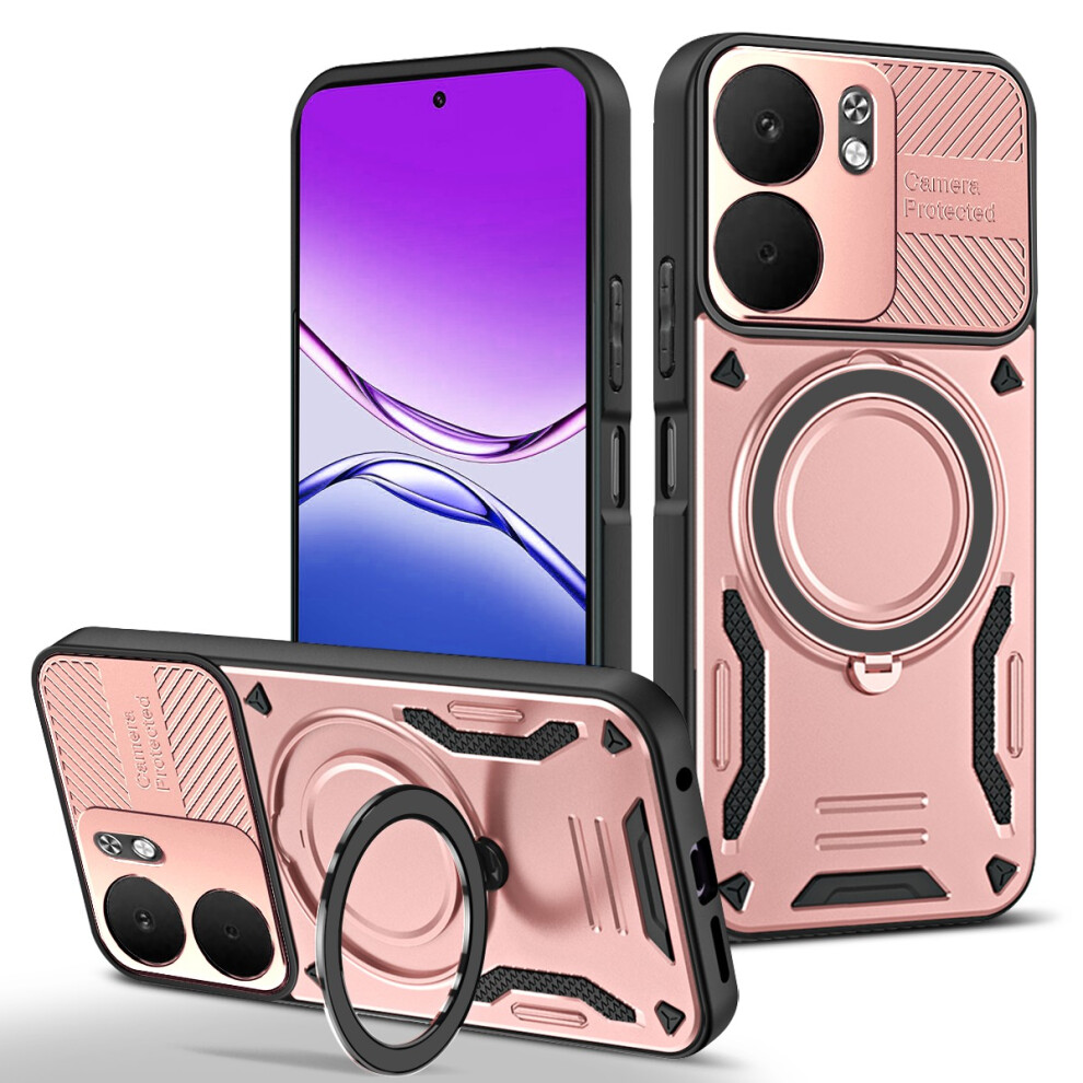 (Rose ) For Oppo A5x 5G Magnetic Case Shockproof Tpu + Pc Phone Back Cover With Kickstand Pink 6914292533372