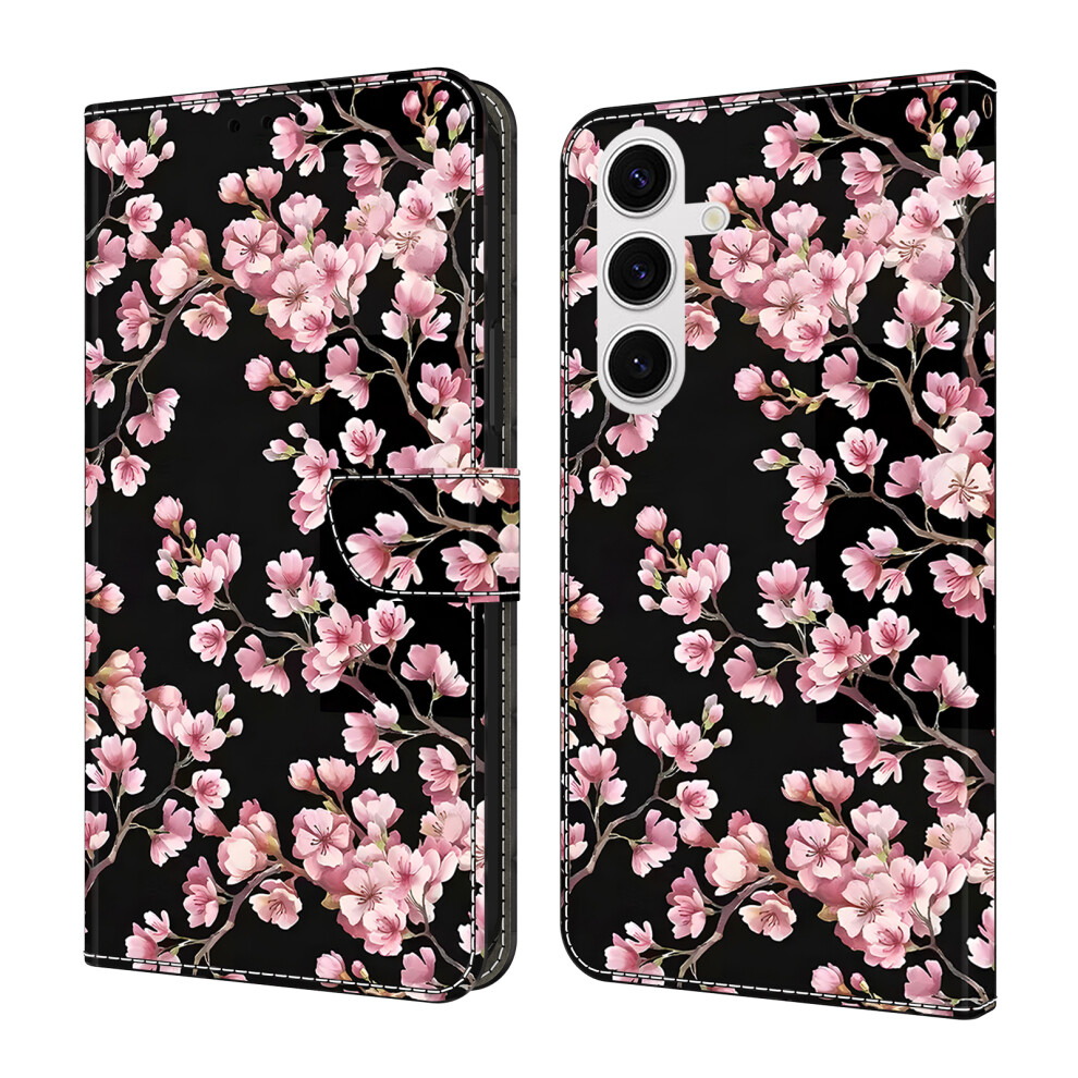 ( Blossom) For Samsung Galaxy S25+ Case Foldable Stand Wallet Pattern Printing Pu Leather Flip Phone Cover Peach 6914291696122