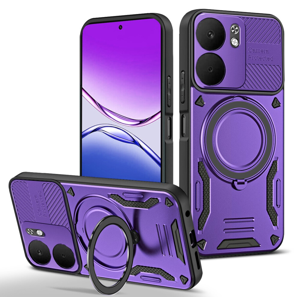 (Purple) For Oppo A5x 5G Magnetic Case Shockproof Tpu + Pc Phone Back Cover With Kickstand Purple 6914297696874