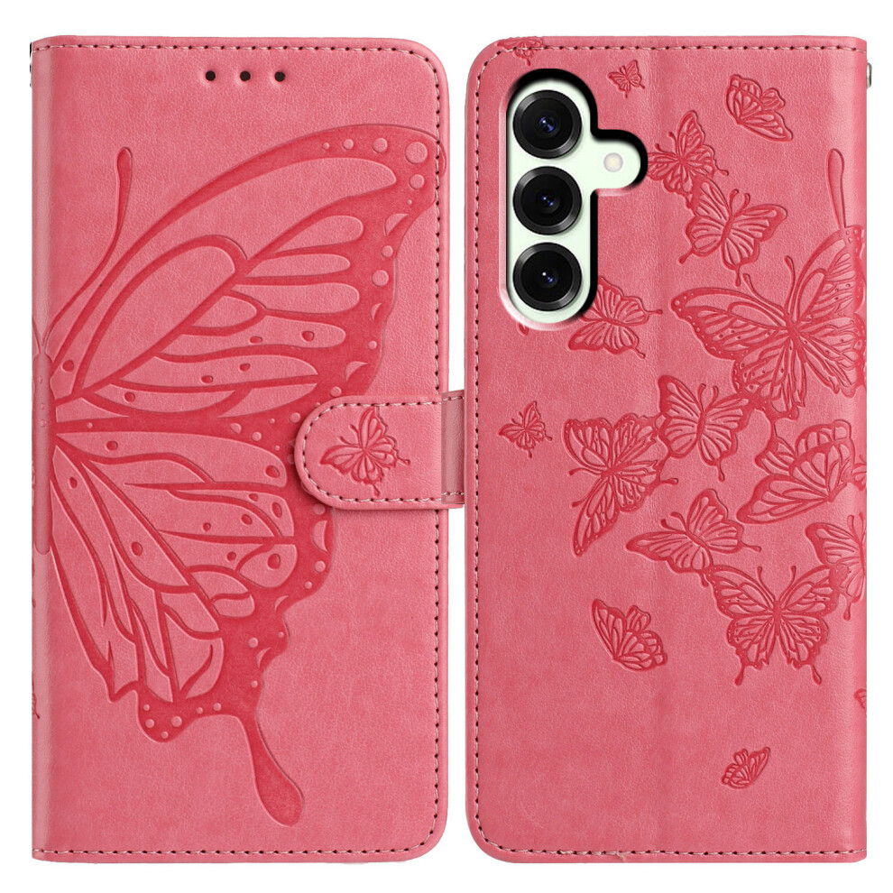 (Rose) For Samsung Galaxy A27 Case Butterfly Imprinted Wallet Stand Pu Leather Flip Phone Cover With Strap 6914291949860