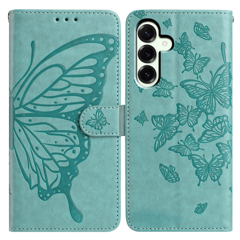 (Green) For Samsung Galaxy A27 Case Butterfly Imprinted Wallet Stand Pu Leather Flip Phone Cover With Strap Green 6914296716382