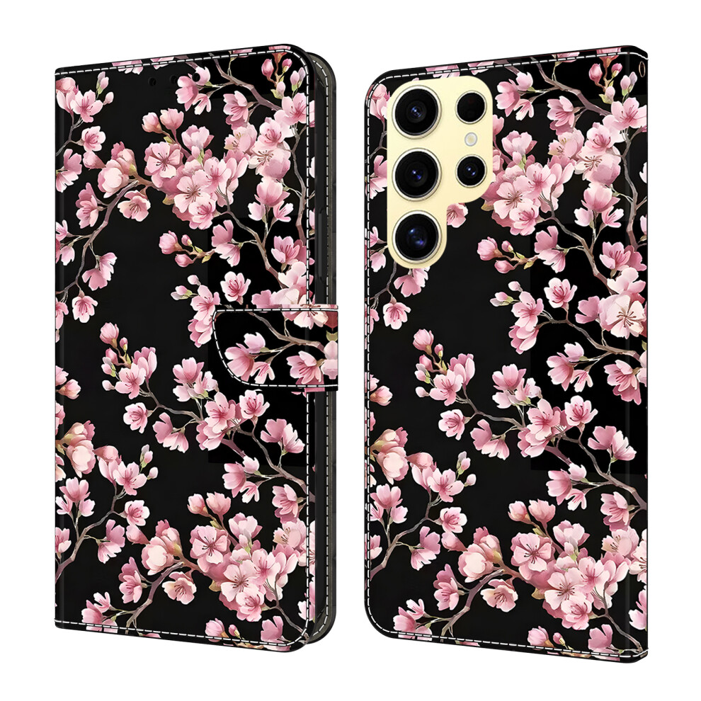 ( Blossom) For Samsung Galaxy S25 Ultra Case Foldable Stand Wallet Pattern Printing Pu Leather Flip Phone Cover Peach 6914291363628