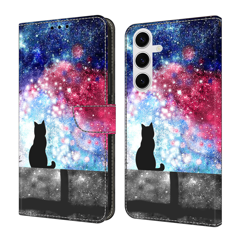 (Starry Sky Cat) For Samsung Galaxy S26+ Case Foldable Stand Wallet Pattern Printing Pu Leather Flip Phone Cover 6914294934726