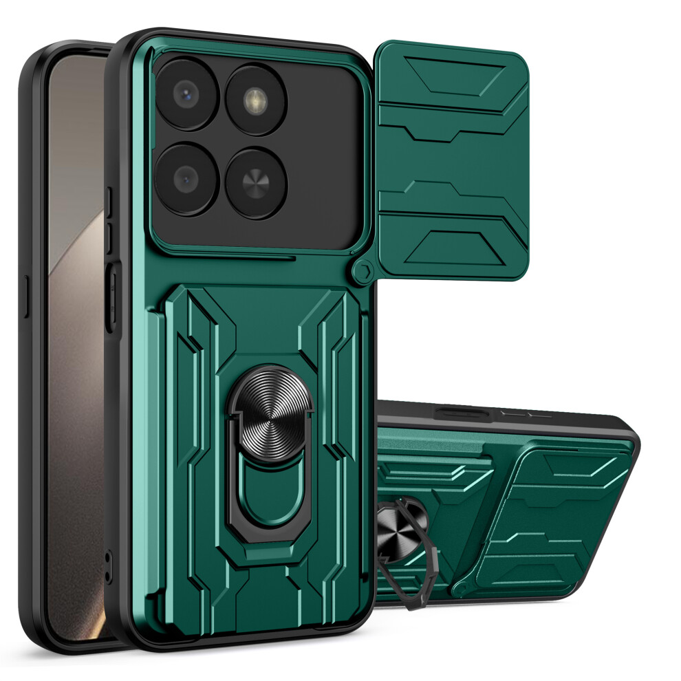 (Blackish ) Phone Case For Honor 400 Smart 5G / X7d 5G / X7d 4G Pc + Tpu Kickstand Back Cover With Camera Slider Green 6914291623708