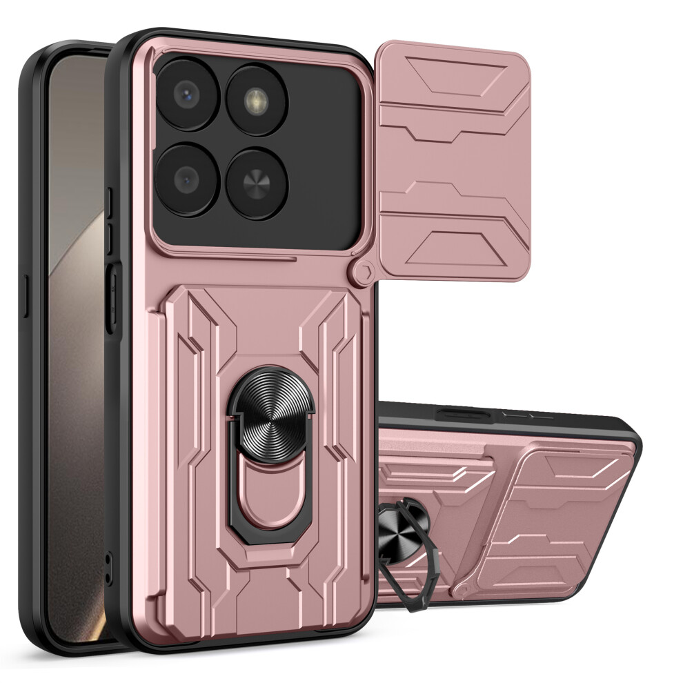 (Rose ) Phone Case For Honor 400 Smart 5G / X7d 5G / X7d 4G Pc + Tpu Kickstand Back Cover With Camera Slider Gold 6914293186331