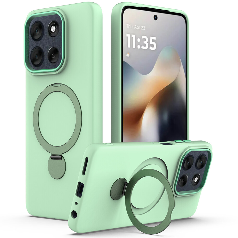 (Green) For Motorola Edge 60 Neo 5G / Edge 50 Neo 5G / Moto S50 5G / Thinkphone 25 5G Magnetic Case Rotating Ring Kickstand Tpu Green 6914295019200