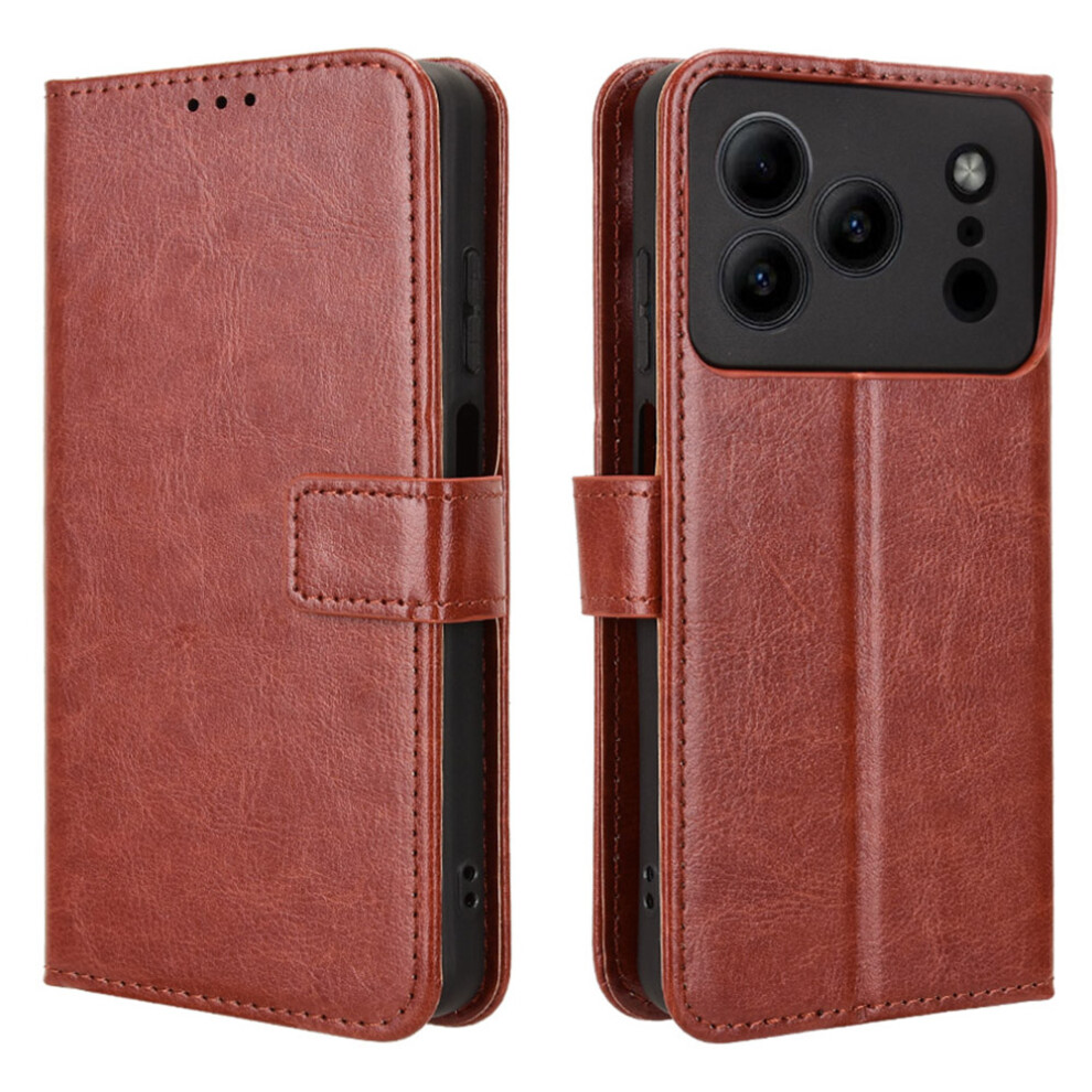 (Brown) Pu Leather Case For Doogee Note 56 / Note 56 Pro / Note 56 Plus Crazy Horse Texture Phone Wallet Cover With Strap Brown 6914290439690